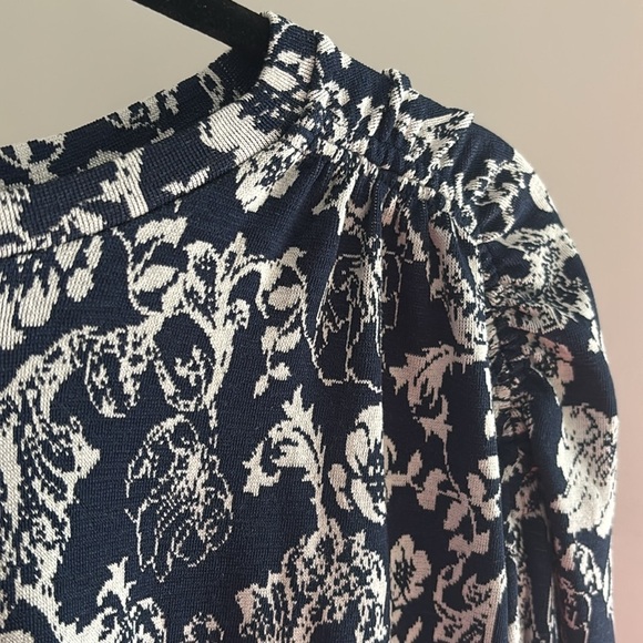 ZARA Navy Floral Jacquard Tunic Dress Size Medium - Picture 7 of 7